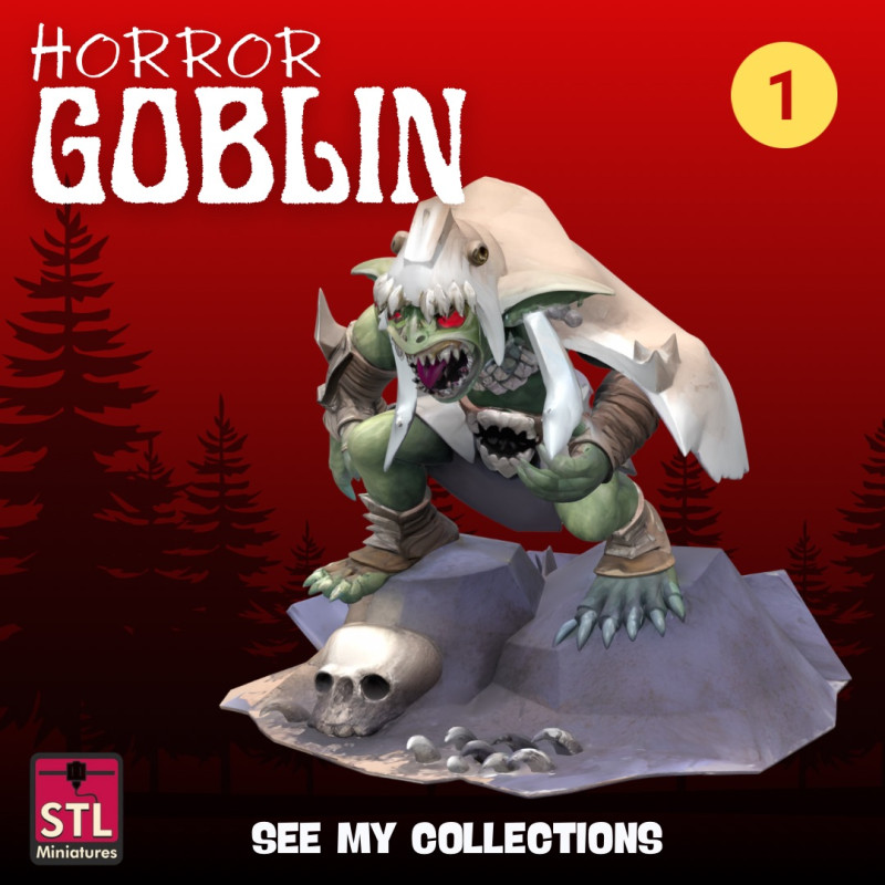 Goblin Howler STL File Horror Attack Pose with Cloak and Skull Base 3D Printable Monster 3Dプリントモデル .c4d .max .obj .3ds .fbx .stl .blend