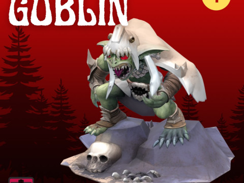 Goblin Howler STL File Horror Attack Pose with Cloak and Skull Base 3D Printable Monster Modèles 3D en vedette