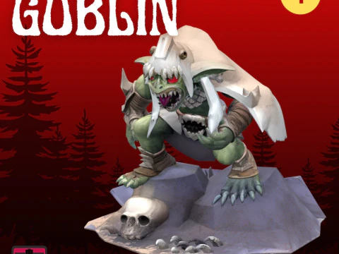 Goblin Howler STL-Datei Horror-Angriffspose mit Umhang und Totenkopfbasis 3D-druckbares Monster 3D Druckmodell