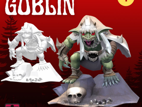 Goblin Howler STL File Horror Attack Pose with Cloak and Skull Base 3D Printable Monster 3Dプリントモデル