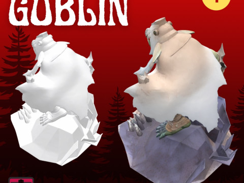 Goblin Howler STL File Horror Attack Pose with Cloak and Skull Base 3D Printable Monster 3Dプリントモデル