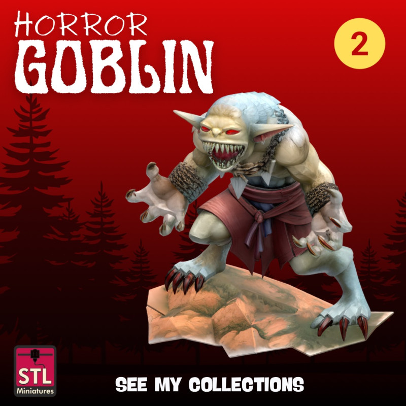 Goblin Howler 2 STL File Angry Goblin with Snarl and Claws on Rock Base 3D Printable Horror Mini Modello di stampa 3D .c4d .max .obj .3ds .fbx .stl .blend