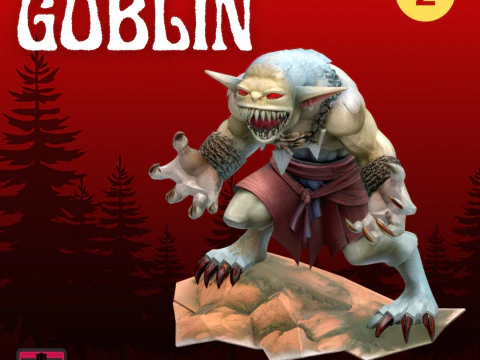 Goblin Howler 2 STL File Angry Goblin dengan Snarl dan Claws on Rock Base 3D Printable Horror Mini Model Cetak 3D