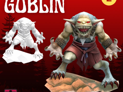 Goblin Howler 2 STL File Angry Goblin with Snarl and Claws on Rock Base 3D Printable Horror Mini Modello di stampa 3D