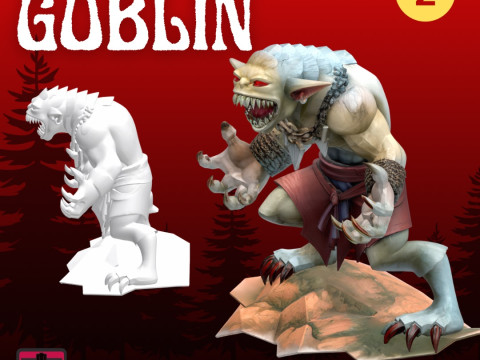 Goblin Howler 2 STL File Angry Goblin with Snarl and Claws on Rock Base 3D Printable Horror Mini Modello di stampa 3D