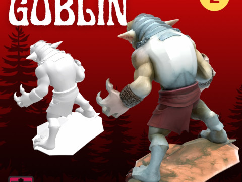 Goblin Howler 2 STL File Angry Goblin with Snarl and Claws on Rock Base 3D Printable Horror Mini Modello di stampa 3D