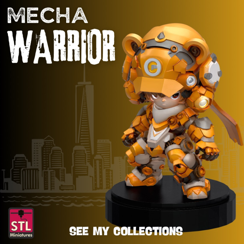 Chibi Panda Mecha Warrior STL File Armored Panda Robot Suit with Child Pilot Inside 3D Printable 3Dプリントモデル .c4d .max .obj .3ds .fbx .stl .blend