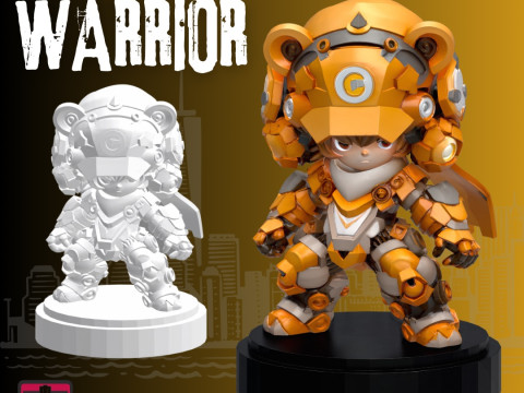 Chibi Panda Mecha Warrior STL File Armored Panda Robot Suit with Child Pilot Inside 3D Printable 3Dプリントモデル