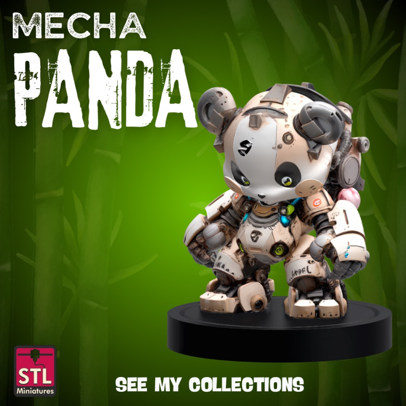 Mechanical Panda Robot STL File Detailed Panda Mecha Figure with Display Base 3D Printable Colle 3D Druckmodell .c4d .max .obj .3ds .fbx .stl .blend 