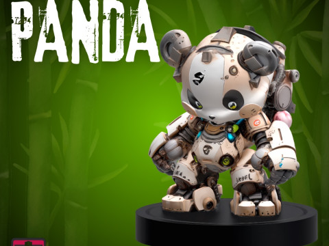 Mechanical Panda Robot STL File Detailed Panda Mecha Figure with Display Base 3D Printable Colle 3D 프린트 모델