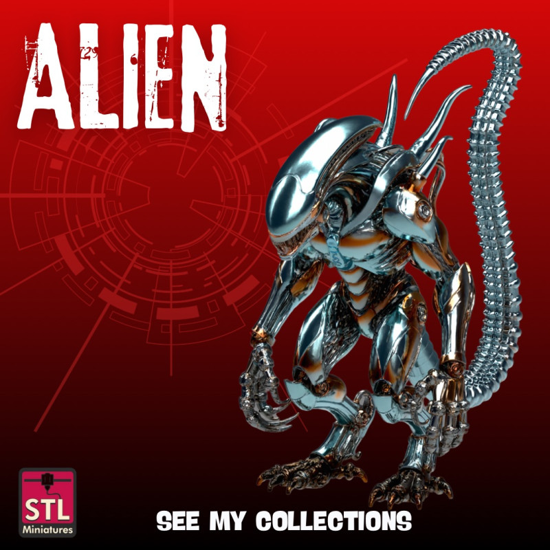 Alien Horror STL File Terrifying Xeno-Inspired Alien Creature 3D Printable Sci-Fi Horror Model 3D Принт Модель .c4d .max .obj .3ds .fbx .stl .blend
