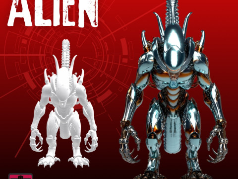 Alien Horror STL File Terrifying Xeno-Inspired Alien Creature 3D Printable Sci-Fi Horror Model 3D Принт Модель