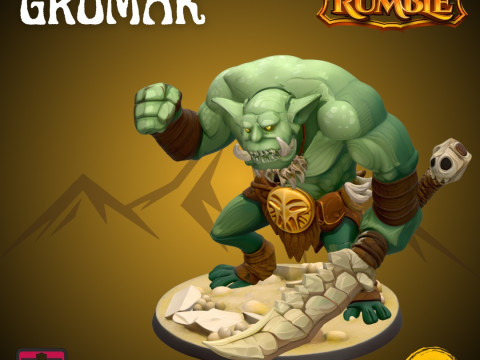 Mystic Rumble Orc 3D Print STL Minimal Fantasy Warrior with Base RPG Collectible Series Modèles 3D en vedette