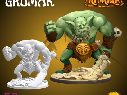 Mystic Rumble Orc 3D Print STL Minimal Fantasy Warrior with Base RPG Collectible Series 3D Druckmodell