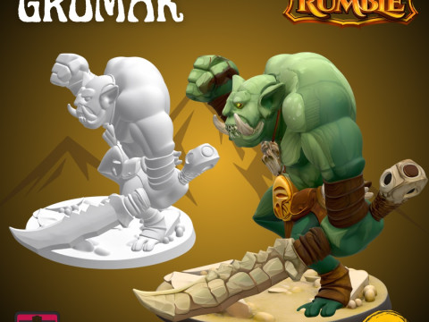 Mystic Rumble Orc 3D Print STL Minimal Fantasy Warrior with Base RPG Collectible Series 3D Druckmodell