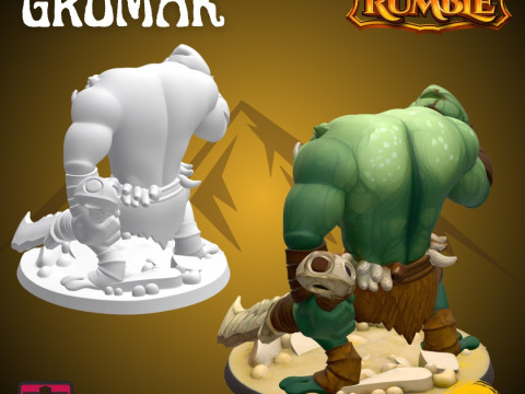 Mystic Rumble Orc 3D Print STL Minimal Fantasy Warrior with Base RPG Collectible Series 3D Druckmodell
