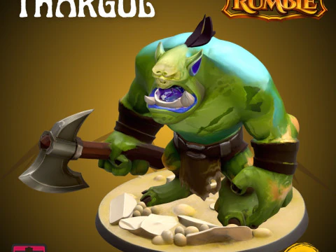 Mystic Rumble Orc II STL File Savage Fantasy Orc Impress&atilde;o 3D em miniatura com pose de batalha e base Modelo de Impressão 3D