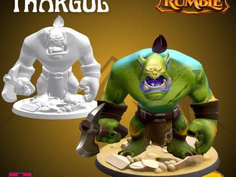 Mystic Rumble Orc II STL File Savage Fantasy Orc Miniature 3D Print with Battle Pose and Base 3D Print Model