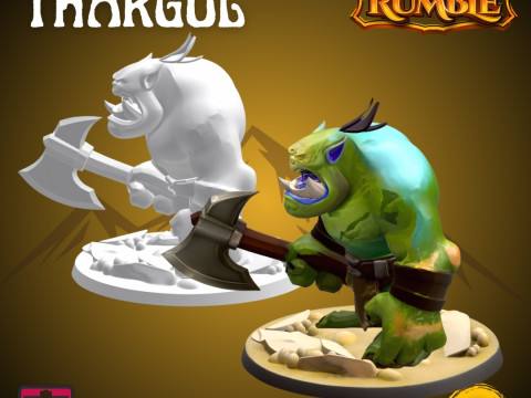 Mystic Rumble Orc II STL File Savage Fantasy Orc Miniature 3D Print with Battle Pose and Base 3D Druckmodell