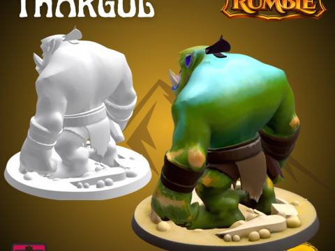 Mystic Rumble Orc II STL File Savage Fantasy Orc Miniature 3D Print with Battle Pose and Base 3D Druckmodell