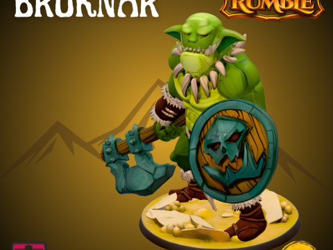 Mystic Rumble Orc III STL File Fantasy Orc Warrior with Axe and Shield 3D Print Miniature with Model Cetak 3D