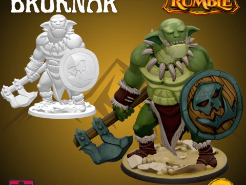 Mystic Rumble Orc III STL File Fantasy Orc Warrior with Axe and Shield 3D Print Miniature with 3D Print Model