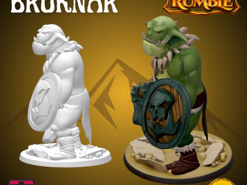 Mystic Rumble Orc III STL File Fantasy Orc Warrior with Axe and Shield 3D Print Miniature with 3D Print Model