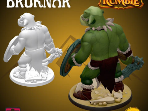 Mystic Rumble Orc III STL File Fantasy Orc Warrior with Axe and Shield 3D Print Miniature with 3D Принт Модель