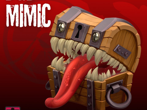 Hungry Chest STL File Monster Mimic Chest with Tongue and Teeth Surprise Fantasy 3D Print Model 3D Print Model