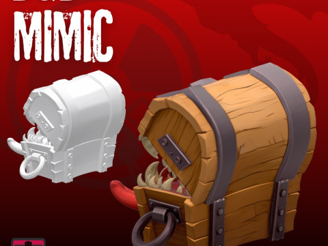 Hungry Chest STL File Monster Mimic Chest with Tongue and Teeth Surprise Fantasy 3D Print Model Modelo de impresión 3D