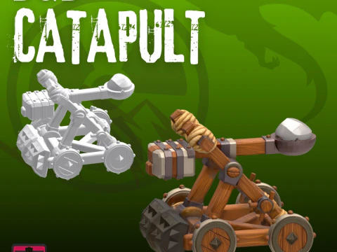 Cartoon Siege Catapult STL Fantasy RPG War Machine Stylized 3D Printable Model 3D Print Model