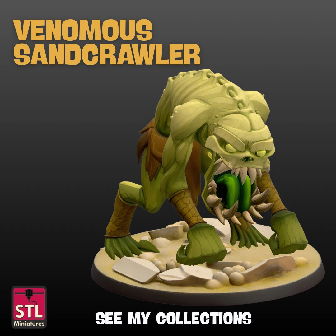 Venomous Sandcrawler STL Cartoon Monster Collectible 3D Printable Fantasy Creature 3D Print Model .c4d .max .obj .3ds .fbx .stl .blend 