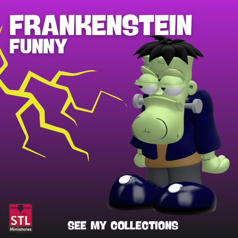 Funny Frankenstein STL Cute Comic Monster Charm 3D 프린트 모델 .c4d .max .obj .3ds .fbx .stl .blend