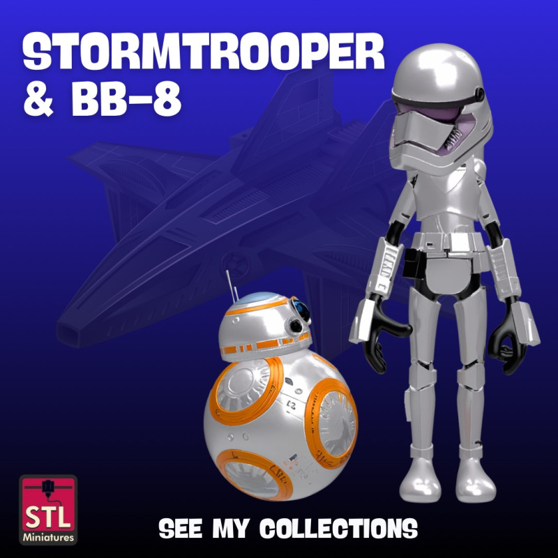 Funny Space Duo STL Comic Style Trooper Droid 3D Print Model .c4d .max .obj .3ds .fbx .stl .blend 