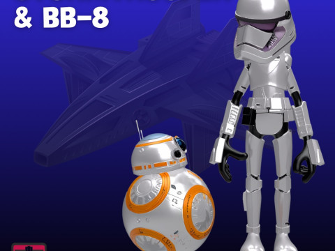 Funny Space Duo STL Comic Style Trooper Droid 3Dプリントモデル