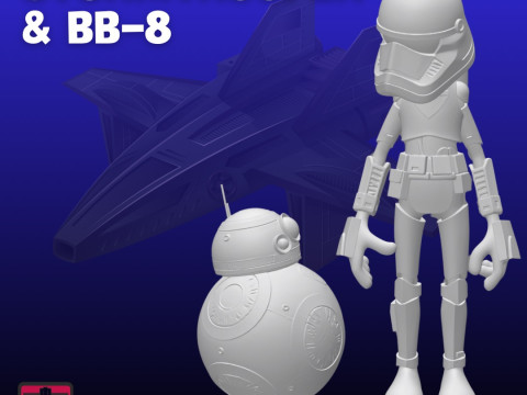 Funny Space Duo STL Comic Style Trooper Droid 3D Print Model