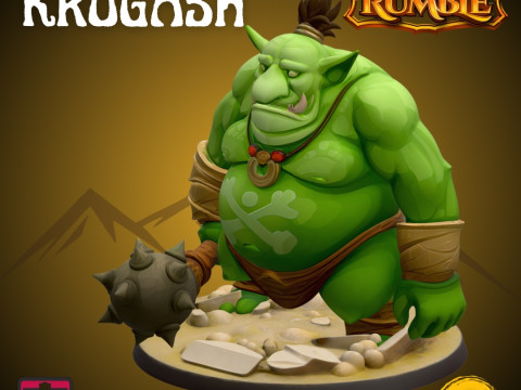 Mystic Rumble Orc IV STL File Heavy Orc with Spiked Mace Fantasy Fat Orc Miniature for 3D Model Cetak 3D