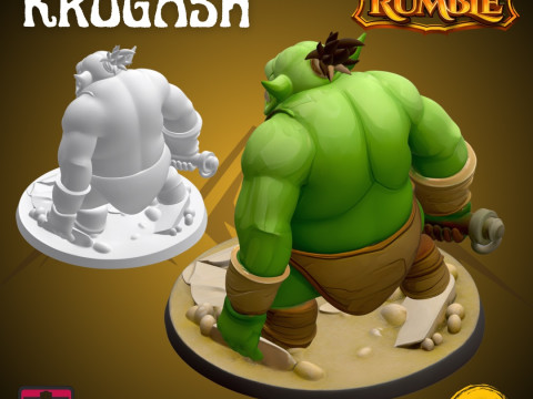 Mystic Rumble Orc IV STL File Heavy Orc with Spiked Mace Fantasy Fat Orc Miniature for 3D Model Cetak 3D