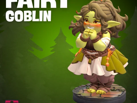 Пухкий казковий гоблін STL Чарівна дівчина-гоблін із милою посмішкою та казковою сукнею 3D Принт Модель