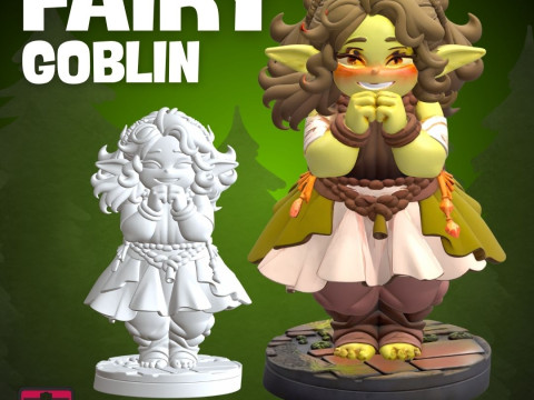 Chubby Fairy Goblin STL Adorable Goblin Girl with Sweet Smile and Fairytale Dress 3D Baskı Modeli