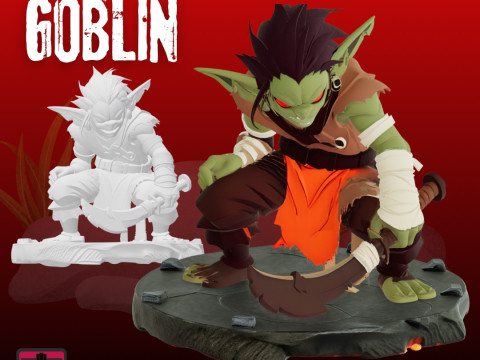 Terrifying Goblin STL Cartoon-Style Attack Pose with Scimitar Modelo de impresión 3D