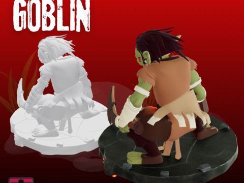 Terrifying Goblin STL Cartoon-Style Attack Pose with Scimitar Modelo de impresión 3D