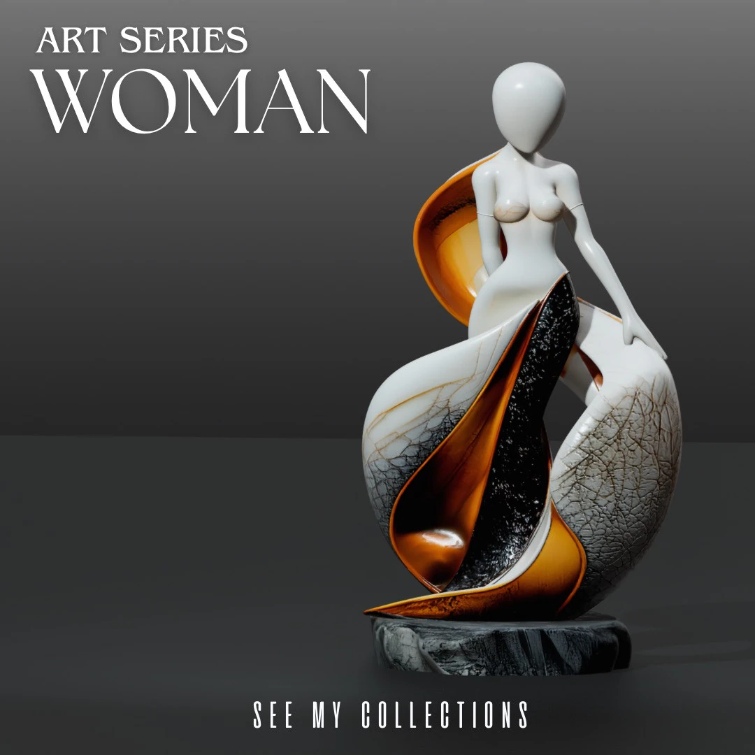Modern Circular Drapery Sculpture STL One-Piece 3D Printable Art with Base 3D Print Model .c4d .max .obj .3ds .fbx .stl .blend 