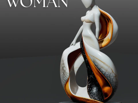 Modern Circular Drapery Sculpture STL One-Piece 3D Printable Art with Base 3D Print Model
