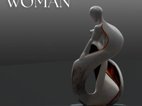 Modern Circular Drapery Sculpture STL One-Piece 3D Printable Art with Base 3D Print Model