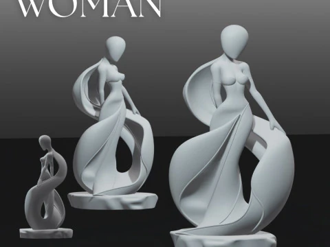 Modern Circular Drapery Sculpture STL One-Piece 3D Printable Art with Base 3D Print Model