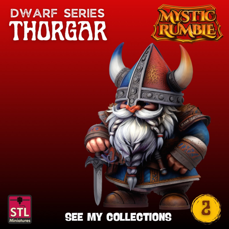 Warrior Dwarf Series STL Second Character Collectible 3D Printable Miniature Model do druku 3D .c4d .max .obj .3ds .fbx .stl .blend