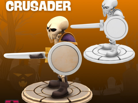 Skeleton Warrior STL Cartoon Style with Sword and Shield 3D 打印模型