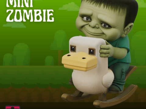 Minecraft Mini Zombie on Rocking Horse STL Inspired Design Modelo de impresión 3D