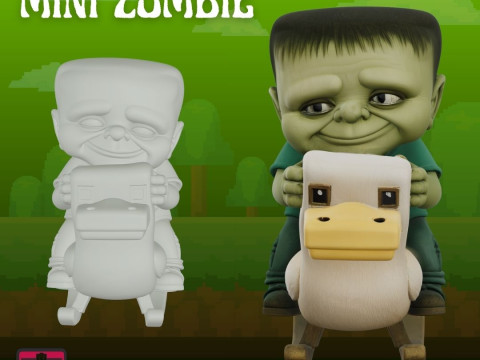 Minecraft Mini Zombie on Rocking Horse STL Inspired Design Modelo de Impressão 3D